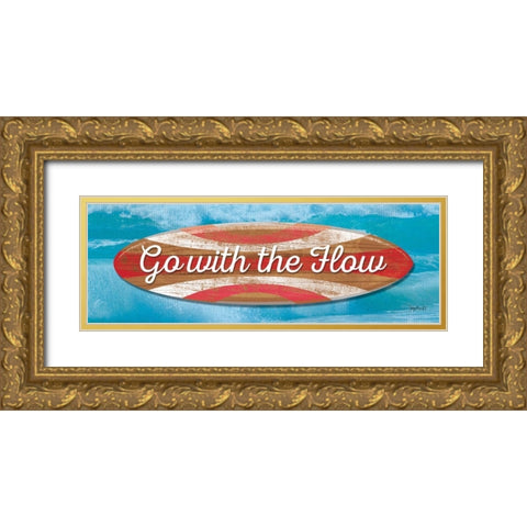Go With the Flow Gold Ornate Wood Framed Art Print with Double Matting by Mollie B.