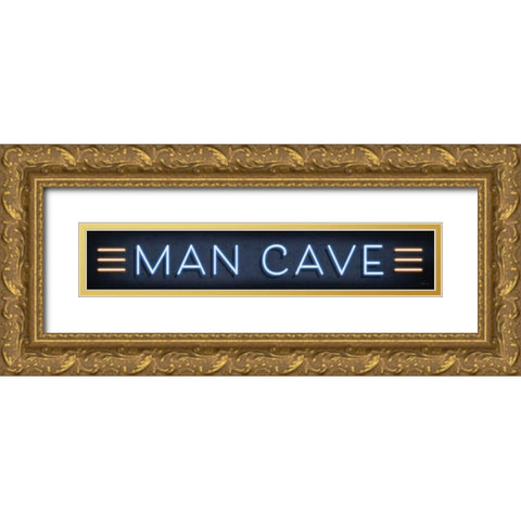 Neon Man Cave Gold Ornate Wood Framed Art Print with Double Matting by Mollie B.