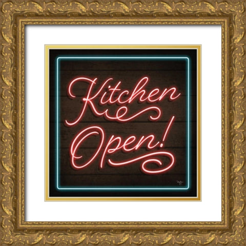 Neon Kitchen Open Gold Ornate Wood Framed Art Print with Double Matting by Mollie B.