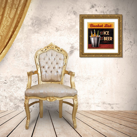Bucket List Gold Ornate Wood Framed Art Print with Double Matting by Mollie B.