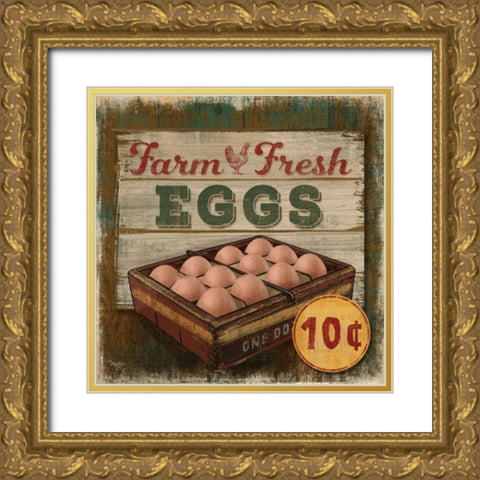 Farm Fresh Eggs Gold Ornate Wood Framed Art Print with Double Matting by Mollie B.