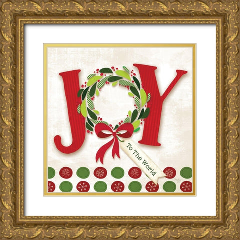 Joy to the World Gold Ornate Wood Framed Art Print with Double Matting by Mollie B.