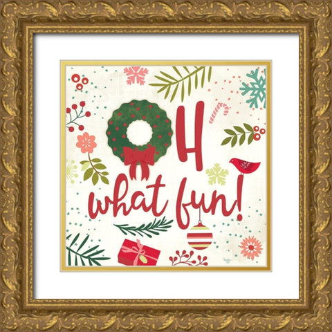 Oh What Fun! Gold Ornate Wood Framed Art Print with Double Matting by Mollie B.