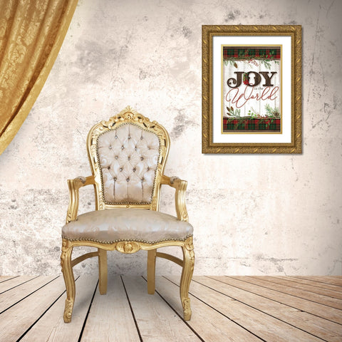 Joy to the World Gold Ornate Wood Framed Art Print with Double Matting by Mollie B.