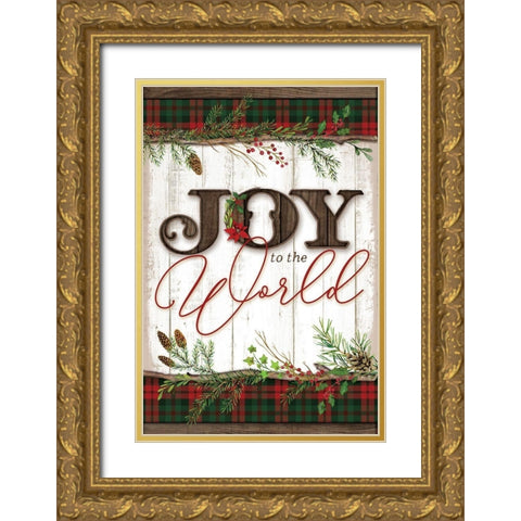 Joy to the World Gold Ornate Wood Framed Art Print with Double Matting by Mollie B.