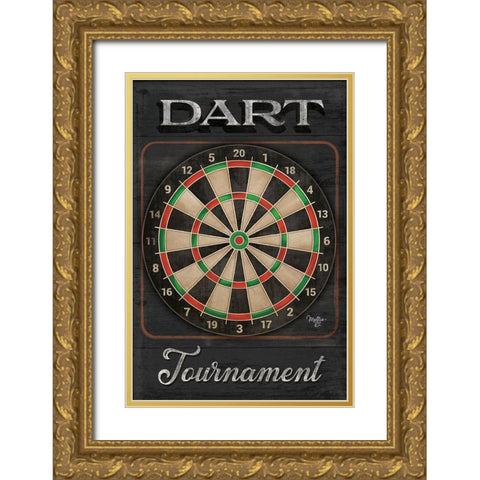 Dart Tournament   Gold Ornate Wood Framed Art Print with Double Matting by Mollie B.