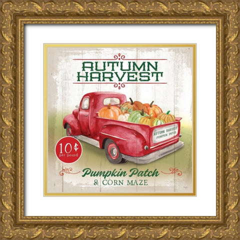 Fall Pickup Gold Ornate Wood Framed Art Print with Double Matting by Mollie B.