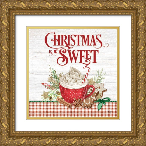 Christmas is Sweet Gold Ornate Wood Framed Art Print with Double Matting by Mollie B.