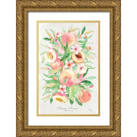 Peach Bouquet Gold Ornate Wood Framed Art Print with Double Matting by Mollie B.