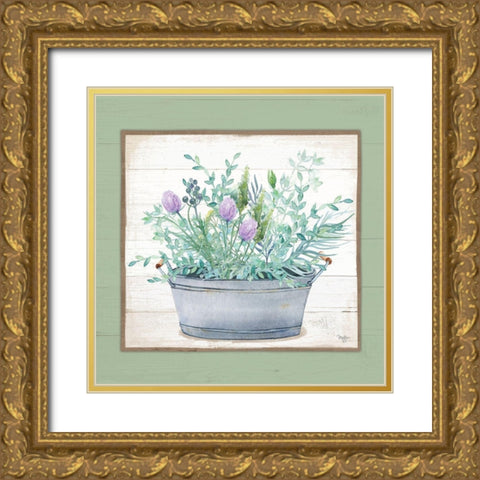 Pot of Herbs I Gold Ornate Wood Framed Art Print with Double Matting by Mollie B.