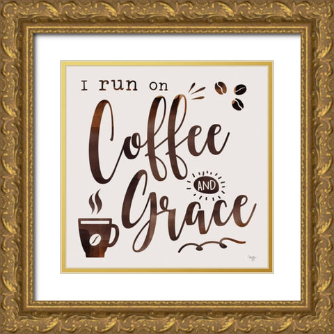 Coffee and Grace Gold Ornate Wood Framed Art Print with Double Matting by Mollie B.