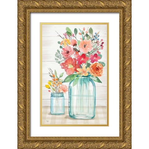 Blossom Beauties Gold Ornate Wood Framed Art Print with Double Matting by Mollie B.