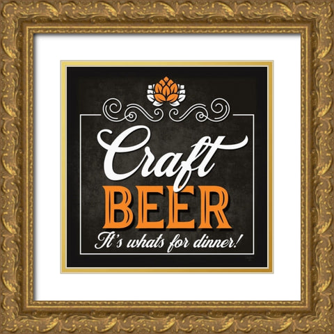 Craft Beer Gold Ornate Wood Framed Art Print with Double Matting by Mollie B.