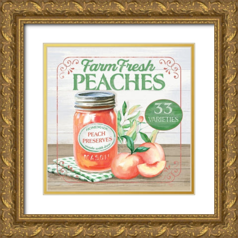 Farm Fresh Peaches Gold Ornate Wood Framed Art Print with Double Matting by Mollie B.