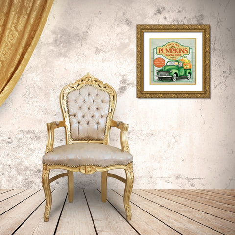 Pumpkin Patch Gold Ornate Wood Framed Art Print with Double Matting by Mollie B.
