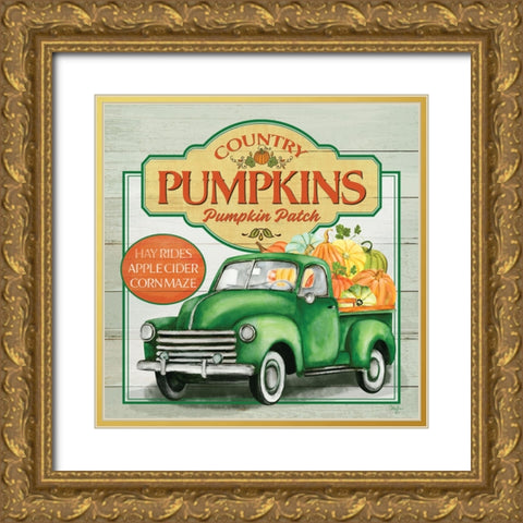 Pumpkin Patch Gold Ornate Wood Framed Art Print with Double Matting by Mollie B.