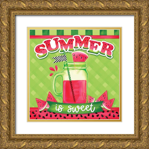 Summer is Sweet Gold Ornate Wood Framed Art Print with Double Matting by Mollie B.