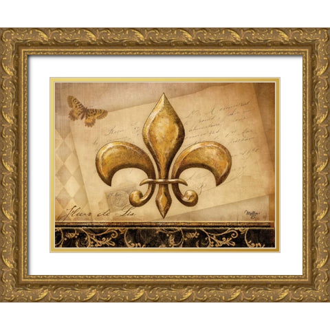 Fleur-de-lis XIII   Gold Ornate Wood Framed Art Print with Double Matting by Mollie B.