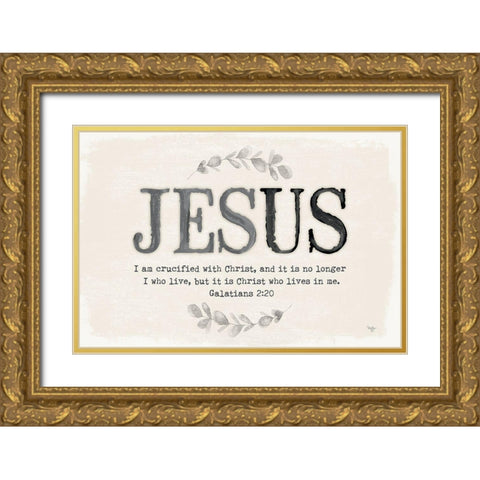 Jesus Gold Ornate Wood Framed Art Print with Double Matting by Mollie B.
