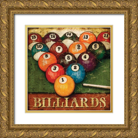 Billiards Gold Ornate Wood Framed Art Print with Double Matting by Mollie B.