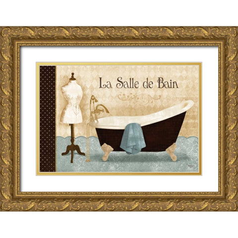 La Salle de Bain Gold Ornate Wood Framed Art Print with Double Matting by Mollie B.