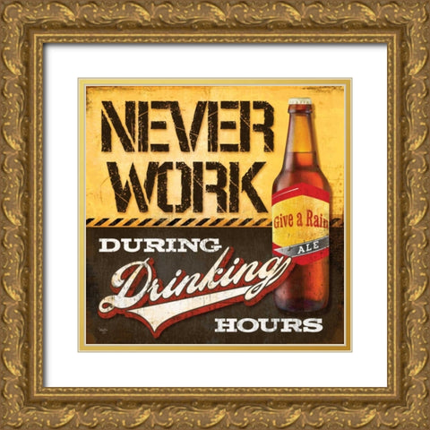 Drinking Hours Gold Ornate Wood Framed Art Print with Double Matting by Mollie B.
