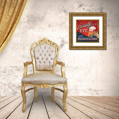 Beerholder Gold Ornate Wood Framed Art Print with Double Matting by Mollie B.