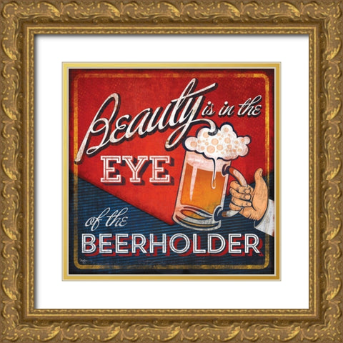 Beerholder Gold Ornate Wood Framed Art Print with Double Matting by Mollie B.