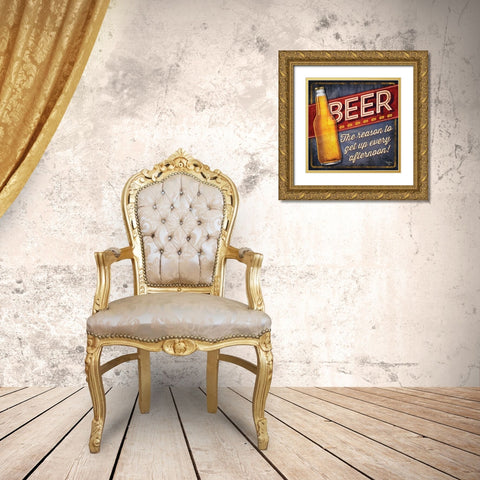 Beer Gold Ornate Wood Framed Art Print with Double Matting by Mollie B.