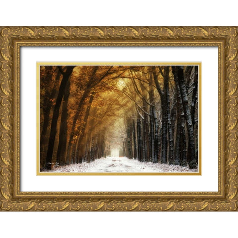 Autumn to Winter Gold Ornate Wood Framed Art Print with Double Matting by Podt, Martin