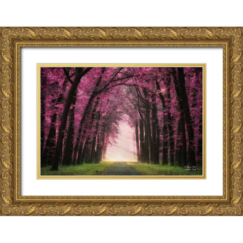 Pretty in Pink Gold Ornate Wood Framed Art Print with Double Matting by Podt, Martin