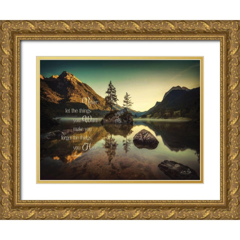 Never Forget Gold Ornate Wood Framed Art Print with Double Matting by Podt, Martin