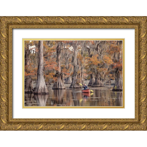 Me in a Canoe Gold Ornate Wood Framed Art Print with Double Matting by Podt, Martin