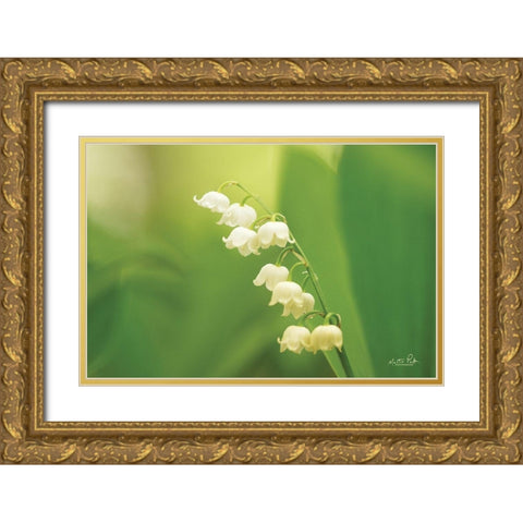 Lily of the Valley Gold Ornate Wood Framed Art Print with Double Matting by Podt, Martin