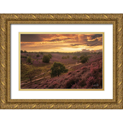Just a Sunset in the Netherlands Gold Ornate Wood Framed Art Print with Double Matting by Podt, Martin