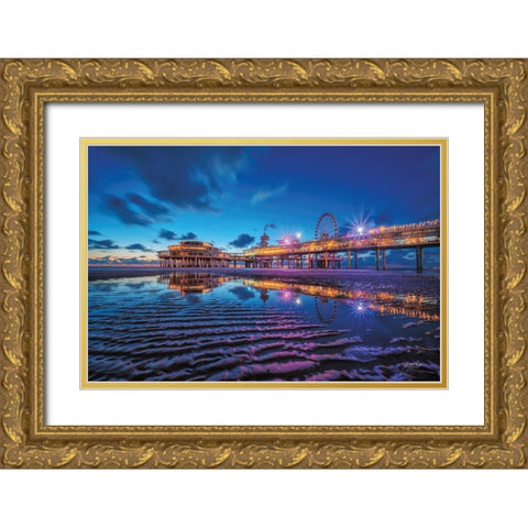 Blue Hour II Gold Ornate Wood Framed Art Print with Double Matting by Podt, Martin