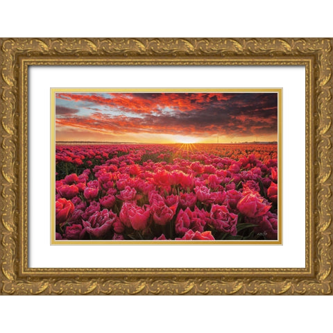 Tulip Magnificence Gold Ornate Wood Framed Art Print with Double Matting by Podt, Martin