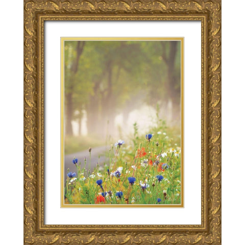 Bee Pleasure Gold Ornate Wood Framed Art Print with Double Matting by Podt, Martin