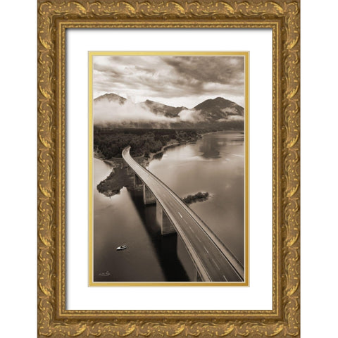 This way to the Mountains     Gold Ornate Wood Framed Art Print with Double Matting by Podt, Martin