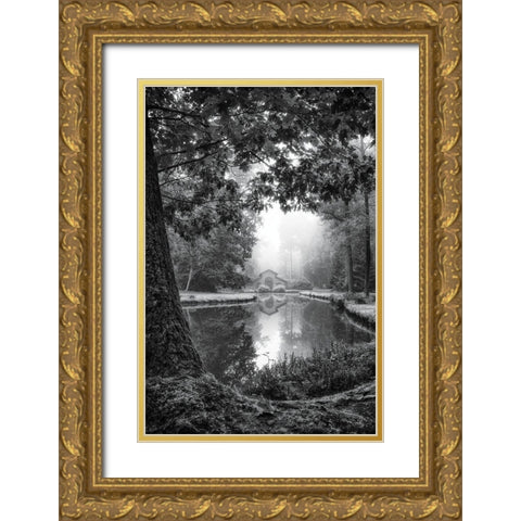 Cabin in the Woods Gold Ornate Wood Framed Art Print with Double Matting by Podt, Martin