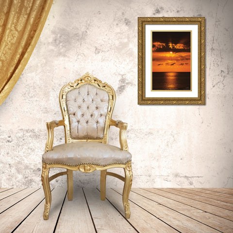Layers of Sunset Gold Ornate Wood Framed Art Print with Double Matting by Podt, Martin