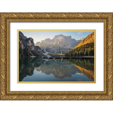Mountain Reflections Gold Ornate Wood Framed Art Print with Double Matting by Podt, Martin