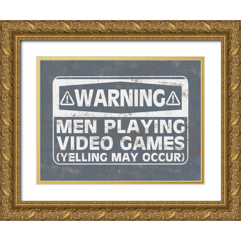 Men Playing Video Games Gold Ornate Wood Framed Art Print with Double Matting by Masey St. Studios