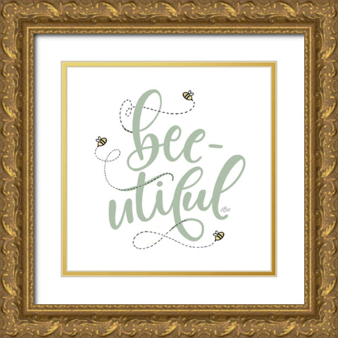 Sage Bee-utiful Gold Ornate Wood Framed Art Print with Double Matting by MakeWells