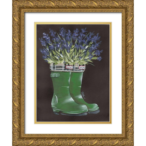 Rain, Rain Lavender Gold Ornate Wood Framed Art Print with Double Matting by Norkus, Julie