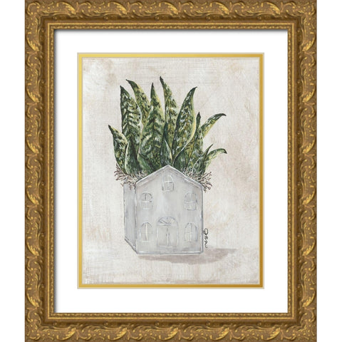 House Plant Gold Ornate Wood Framed Art Print with Double Matting by Norkus, Julie