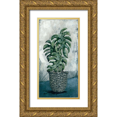 Boho Monstera Gold Ornate Wood Framed Art Print with Double Matting by Norkus, Julie