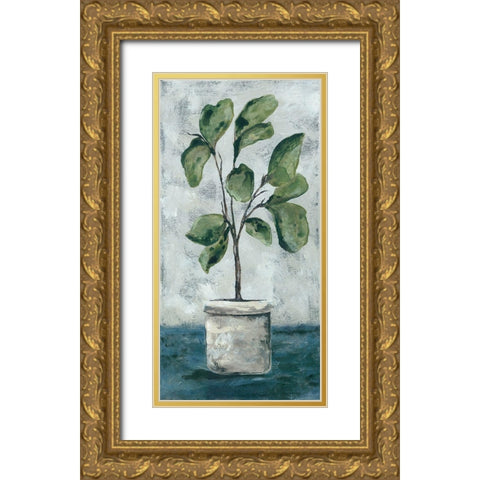 Fiddle Leaf Fig Gold Ornate Wood Framed Art Print with Double Matting by Norkus, Julie