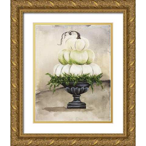 Triple Pumpkin Urn Gold Ornate Wood Framed Art Print with Double Matting by Norkus, Julie