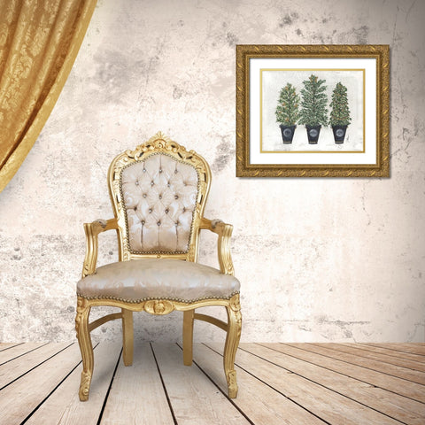 Joy-Peace and Love Tree Trio Gold Ornate Wood Framed Art Print with Double Matting by Norkus, Julie